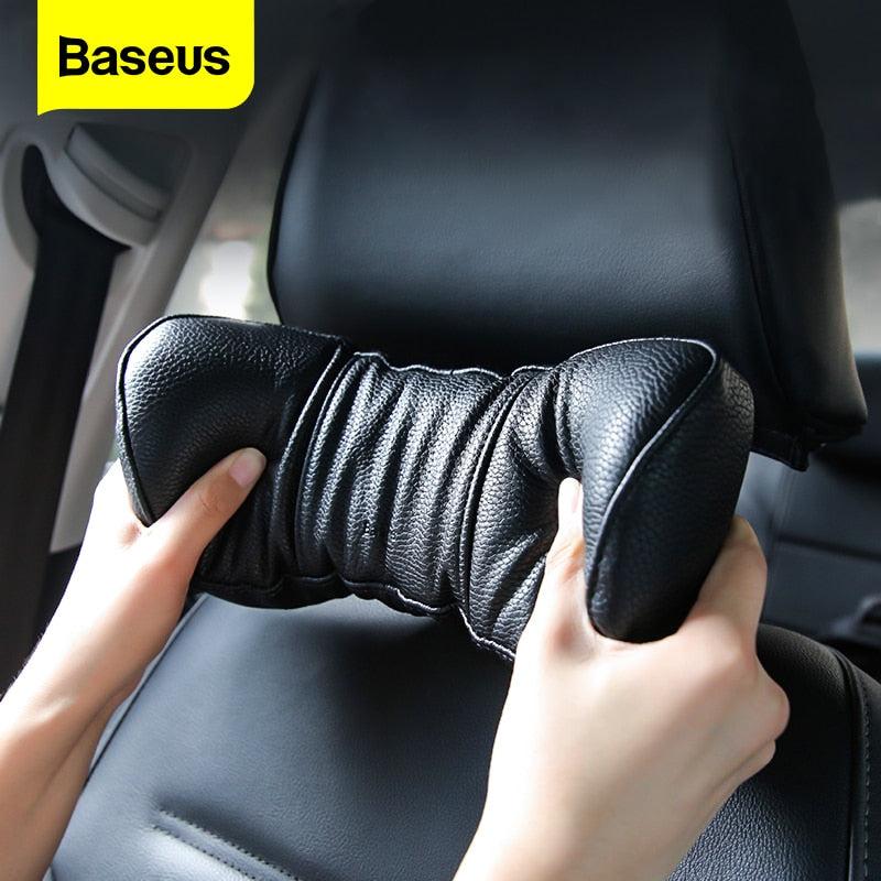 Baseus Car Neck Pillow Adjustable PU Leather Headrest 3D Memory Foam Head Rest Seat Cushion Cover Car Neck Rest Auto Accessories