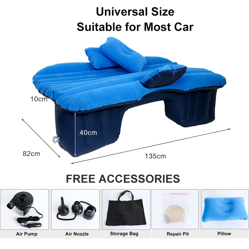 OGLAND - Colchón inflable de aire para coche, cama de viaje universal para asiento trasero, sofá multifuncional, almohada, colchoneta para acampar al aire libre