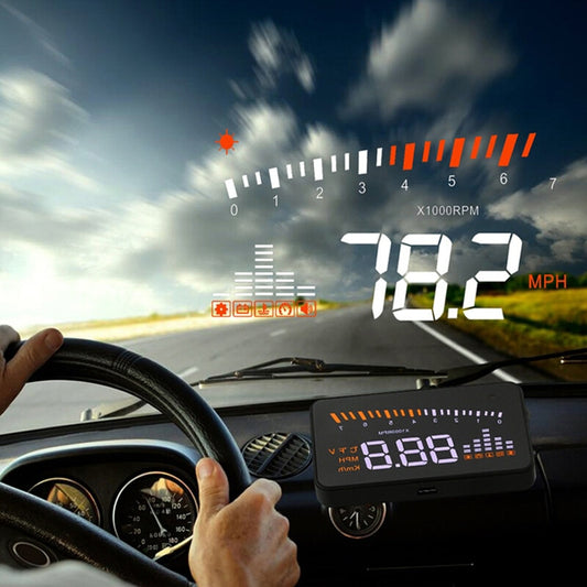 X5 Car HUD Head Up Display OBD II EOBD Sistema de advertencia de exceso de velocidad con coincidencia automática Proyector Parabrisas Voltaje del automóvil Alarma de velocidad