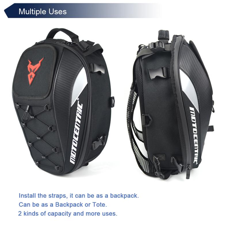 Bolsa trasera para motocicleta, resistente al agua, multifuncional, duradera, para asiento trasero de motocicleta, mochila de alta capacidad para motociclista 11-MC-0102