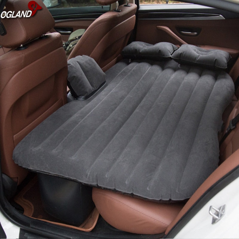 OGLAND - Colchón inflable de aire para coche, cama de viaje universal para asiento trasero, sofá multifuncional, almohada, colchoneta para acampar al aire libre