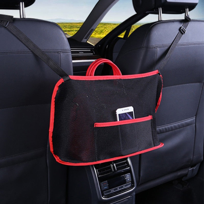 Car Net Pocket Handbag Holder Universal Multifunction Car Organizer Seat Gap Storage Mesh Pocket Interior Accessories