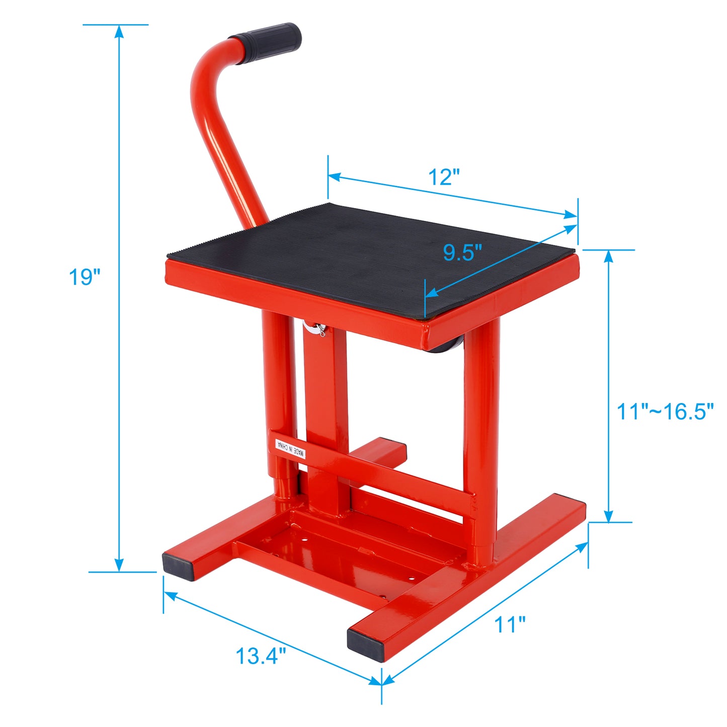 Soportes y elevadores para motocicletas y motos de cross Soporte de gato Elevador de acero de 11" a 16,5" Altura ajustable Capacidad de carga de 330 libras Acero resistente