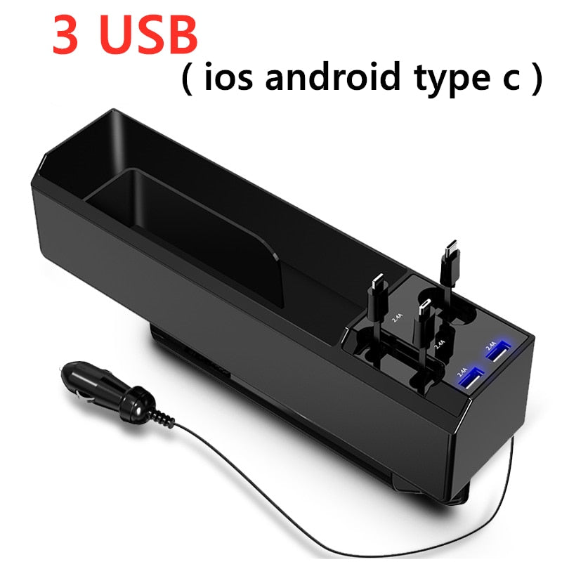 Fast Charging Car Seat Crevice Storage Box Seat Gap Slit Pocket Catcher Organizer Universal Car Seat Organizer Card Phone Holder 