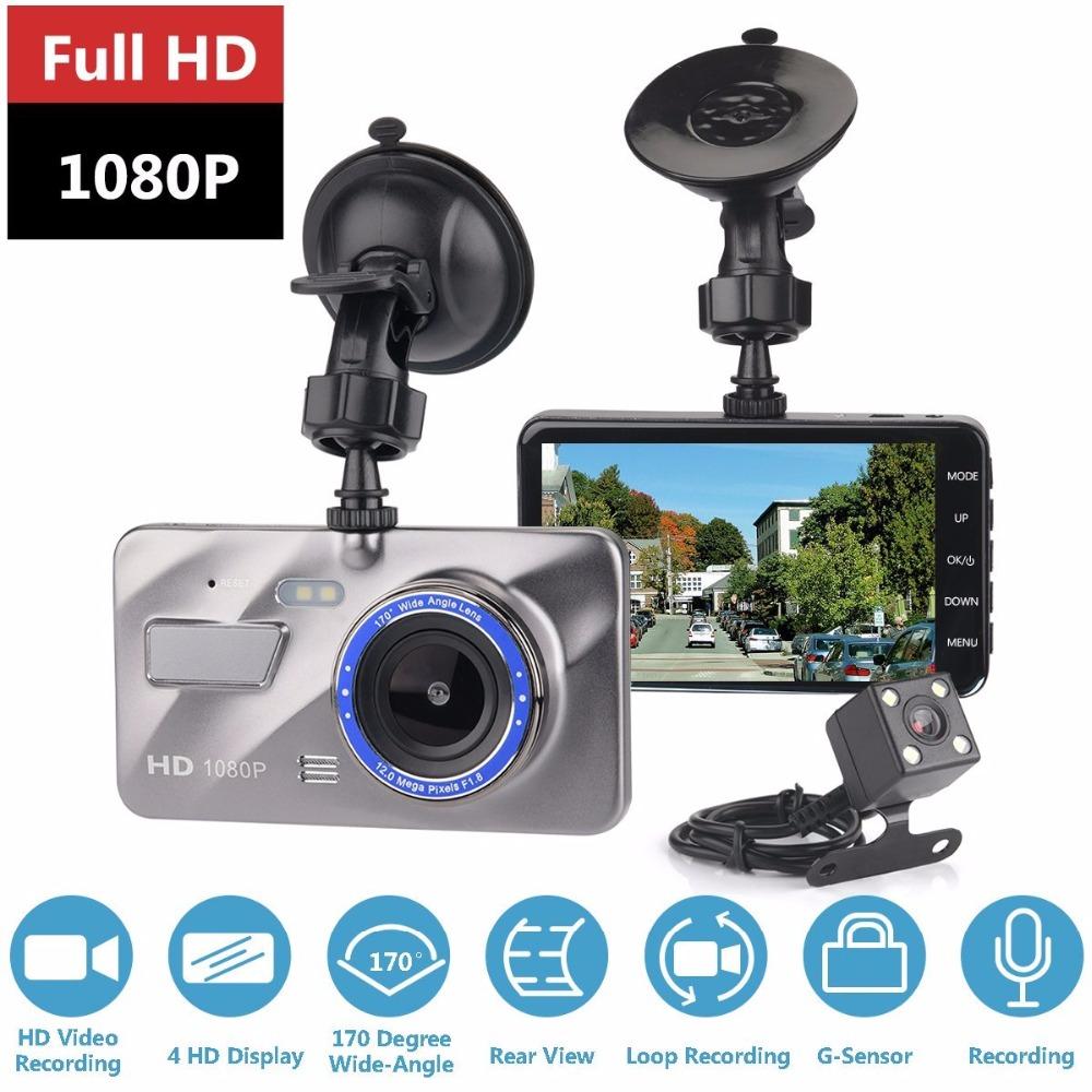 Dash Cam New Dual Lens Car DVR Camera Full HD 1080P 4 IPS Front