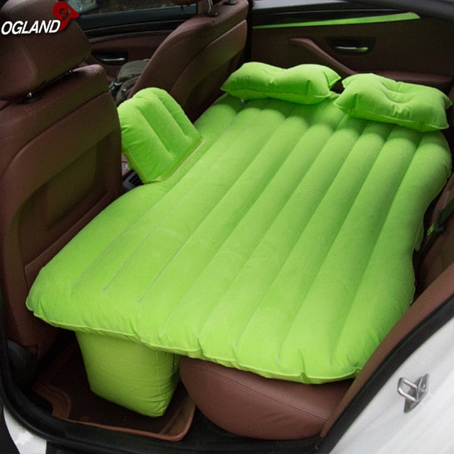 OGLAND - Colchón inflable de aire para coche, cama de viaje universal para asiento trasero, sofá multifuncional, almohada, colchoneta para acampar al aire libre