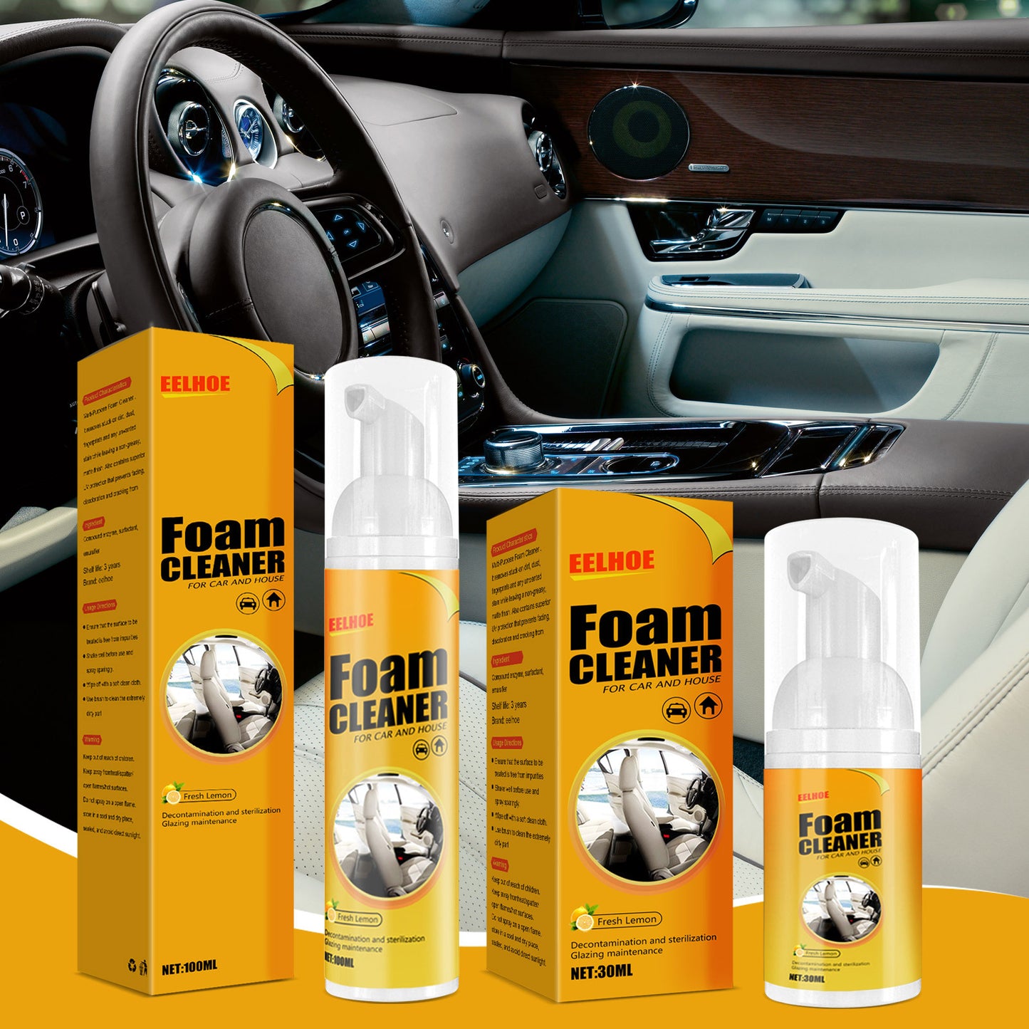 Multifunctional Foam Cleaner Products Automotive Interior Decoration Strong Decontamination,Leather Seat Cleaner Foam Head