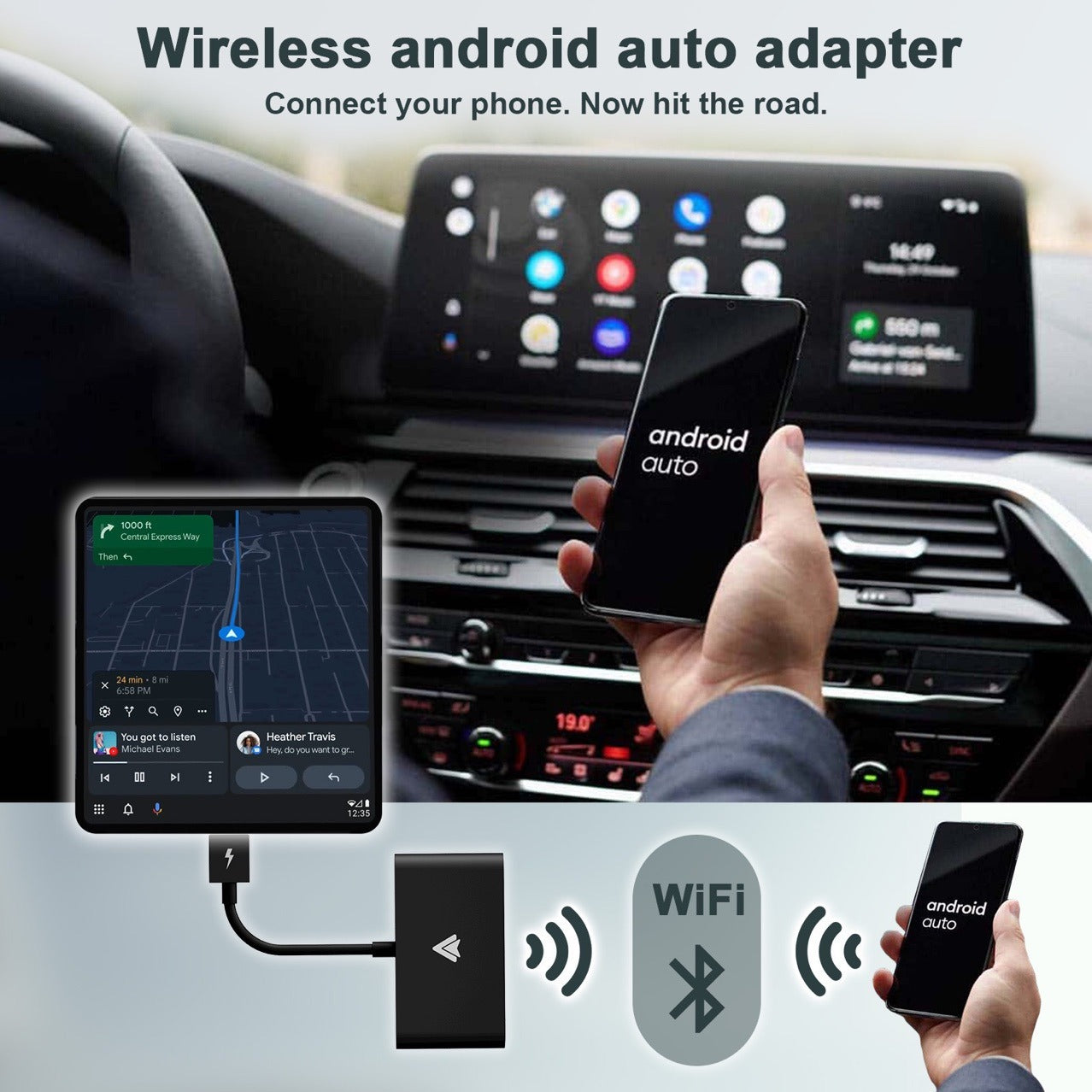 Adecuado para el adaptador de automóvil Android con caja Android Auto cableada e inalámbrica para automóvil original Apple CarPlay