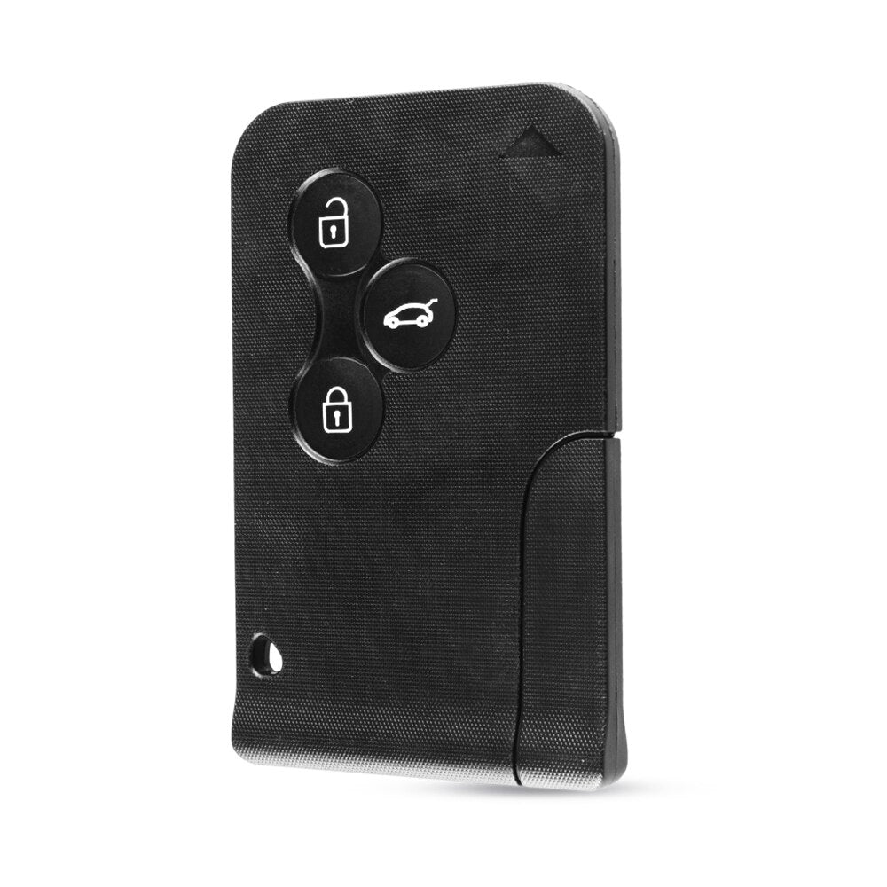 KEYYOU 3 Button Smart Card For Renault Clio Logan Megane 2 3 Koleos Scenic Card Case Black Car Key Fob Shell With Small Key