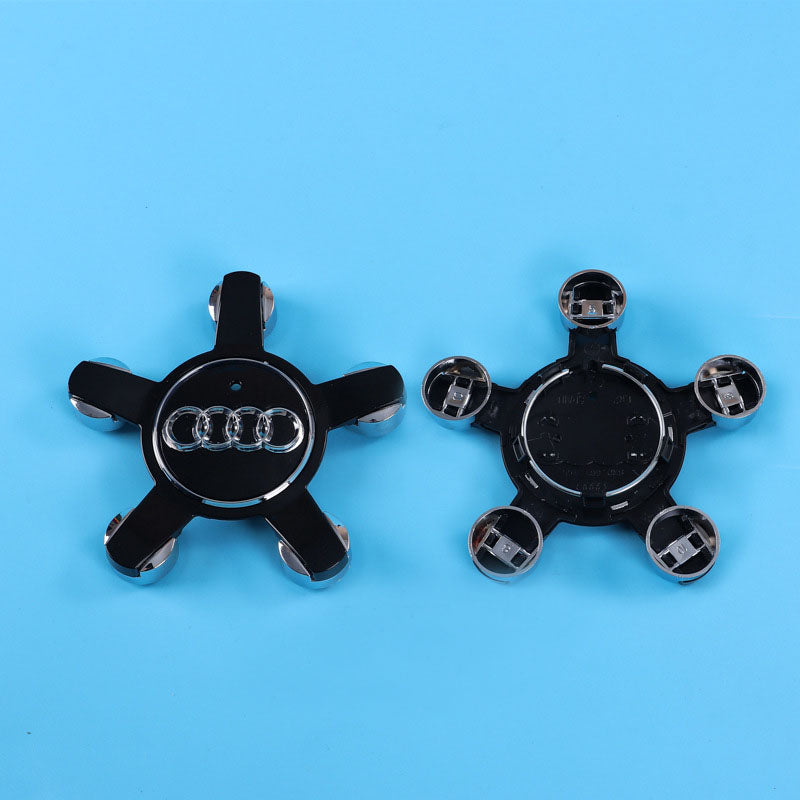 Adecuado para cubierta de cubo de rueda de cinco garras Audi A4L//A5/A6L cubierta de logotipo central de neumático de automóvil de cinco garras negra 135 mm 