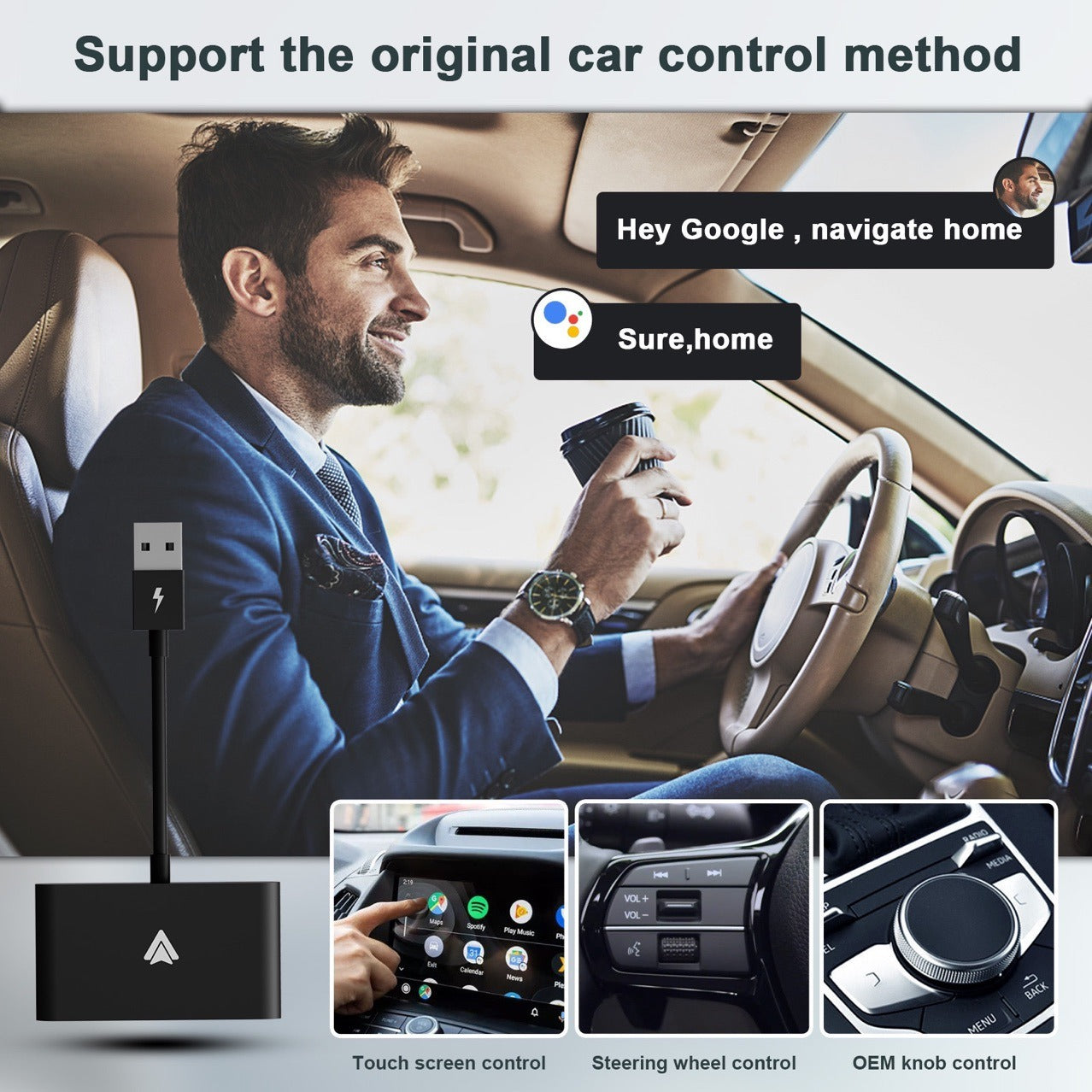 Adecuado para el adaptador de automóvil Android con caja Android Auto cableada e inalámbrica para automóvil original Apple CarPlay