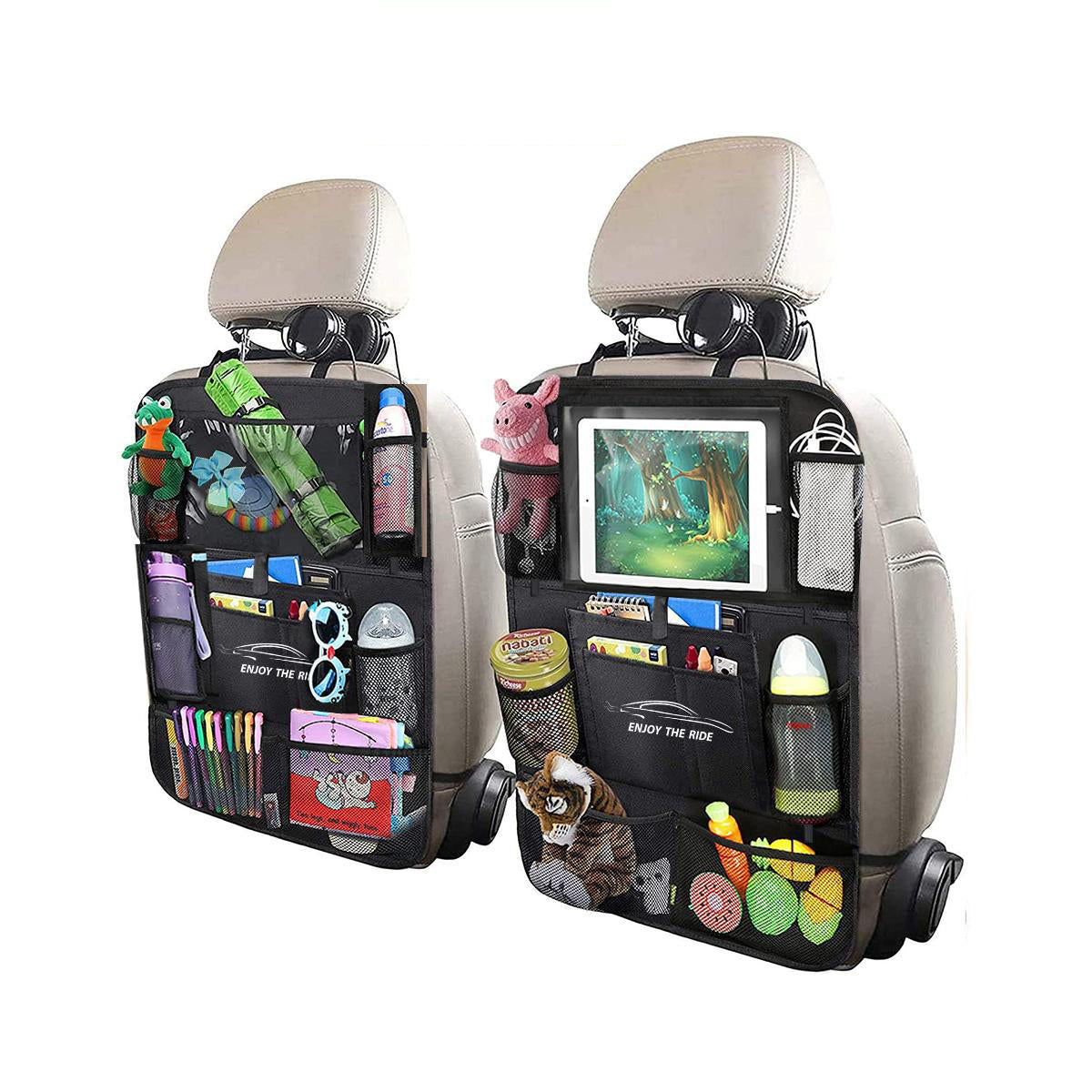 Car Seat Storage Bag Seat Back Hanging Bag Car Supplies Multi Functional Rear Seat Back Anti-Kick Pad Storage Bag