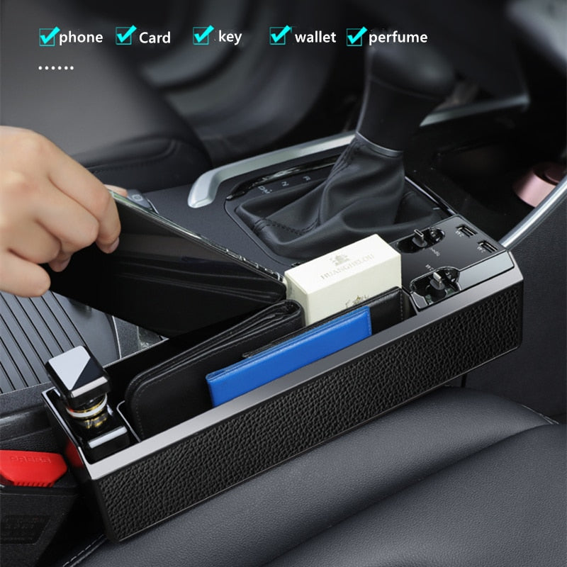 Fast Charging Car Seat Crevice Storage Box Seat Gap Slit Pocket Catcher Organizer Universal Car Seat Organizer Card Phone Holder 