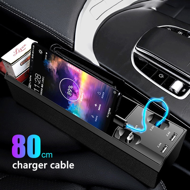 Fast Charging Car Seat Crevice Storage Box Seat Gap Slit Pocket Catcher Organizer Universal Car Seat Organizer Card Phone Holder 