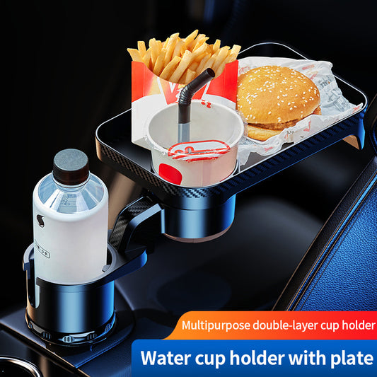 Car 360-Degree Rotating Dinner Plate Car Beverage Coffee Burger Water Cup Small Table Rack 