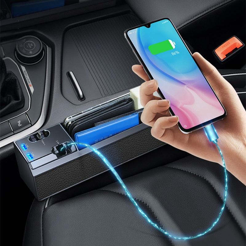 Fast Charging Car Seat Crevice Storage Box Seat Gap Slit Pocket Catcher Organizer Universal Car Seat Organizer Card Phone Holder 