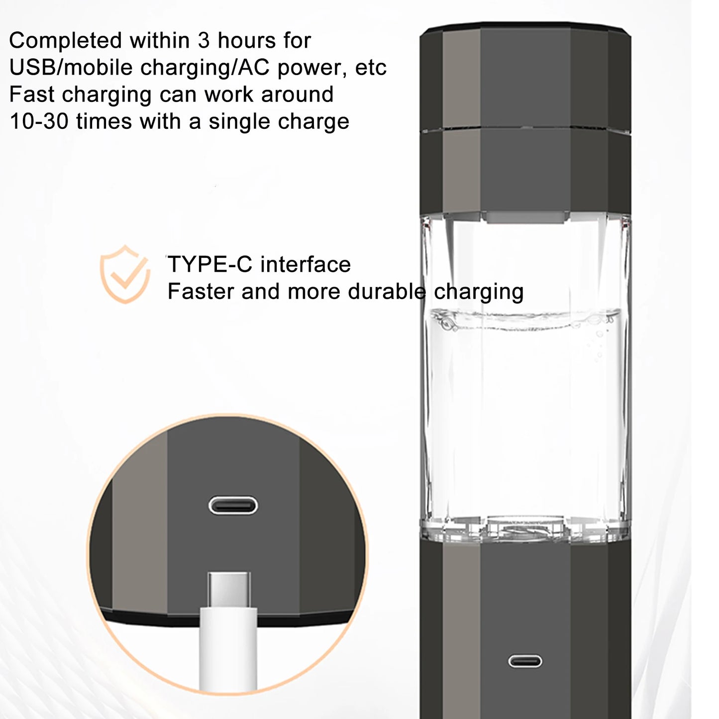 H60 6000PPB Intelligent Hydrogen Rich Water Cup Portable Water Electrolysis Hydrogen Cup Leak-Proof Mug Healthy Drinking Cup