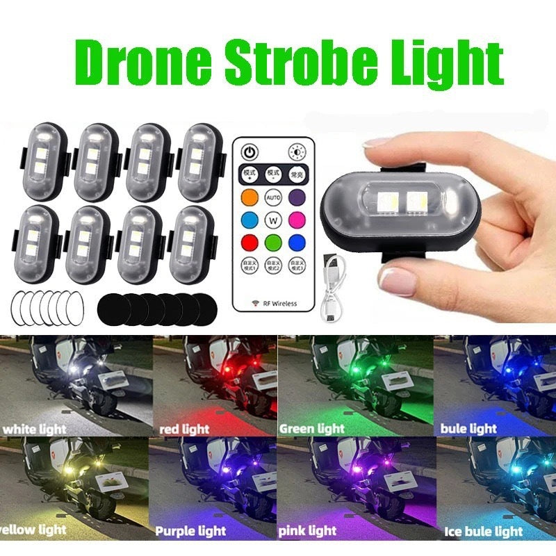 Luz de avión de control remoto inalámbrico, luz de advertencia intermitente colorida universal para automóvil y motocicleta, luz piloto de dron, carga