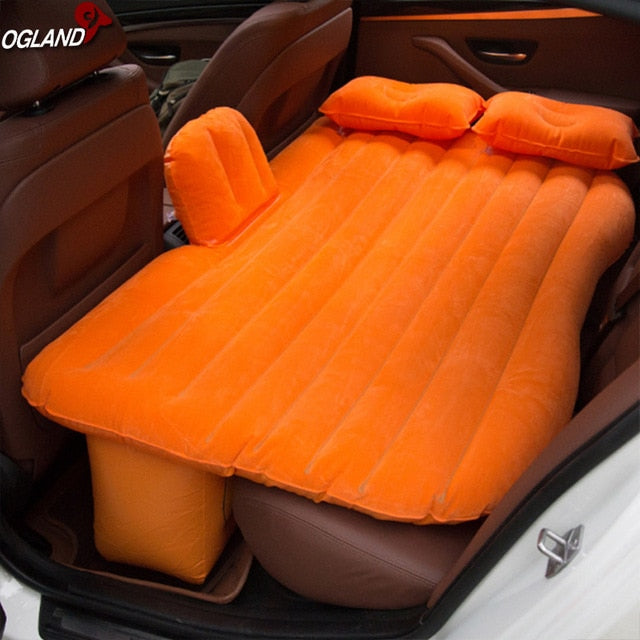 OGLAND - Colchón inflable de aire para coche, cama de viaje universal para asiento trasero, sofá multifuncional, almohada, colchoneta para acampar al aire libre