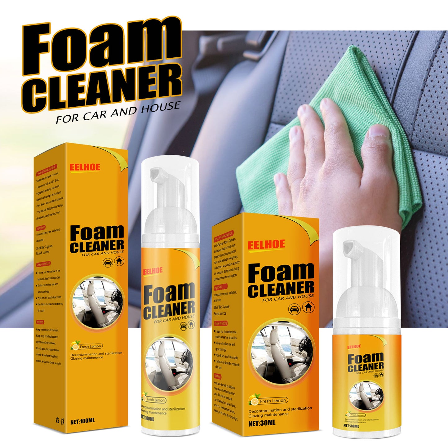 Multifunctional Foam Cleaner Products Automotive Interior Decoration Strong Decontamination,Leather Seat Cleaner Foam Head