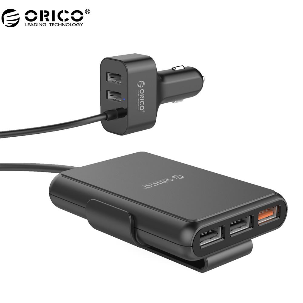 Cargador de coche portátil ORICO UCP-5P de 52 W con expansor Cargador de coche Quick Charge 3.0 de 5 puertos para sus necesidades MPV Coche 