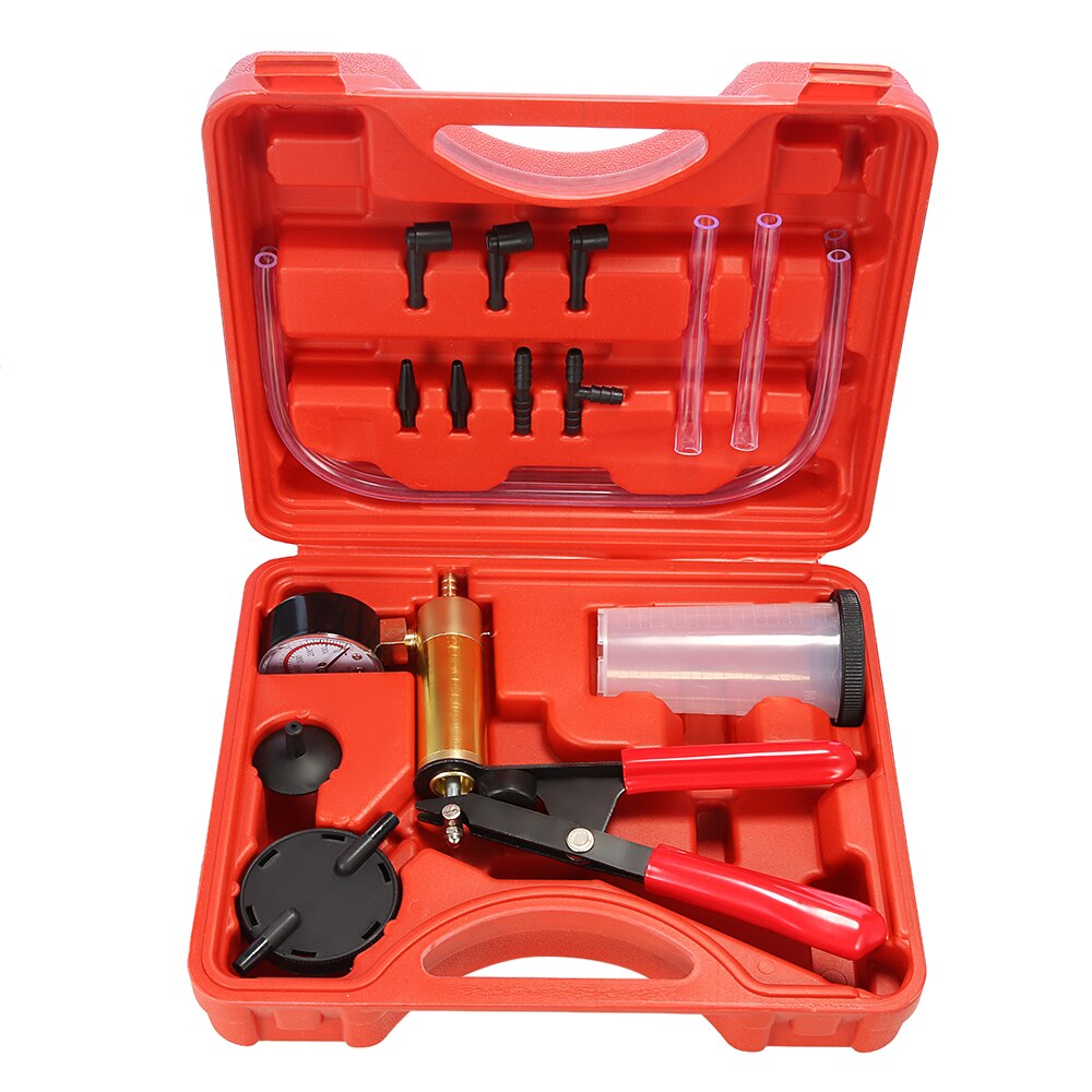 Hand Held DIY Brake Fluid Bleeder Tools Vacuum Pistol Pump Tester Kit Aluminum Pump Body Pressure Vacuum Gauge 