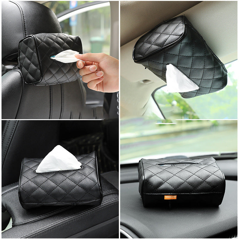 Car Tissue Box Car Hanging Tissue Box Car Supplies Creative Tissue Box Leather Tissue Bag