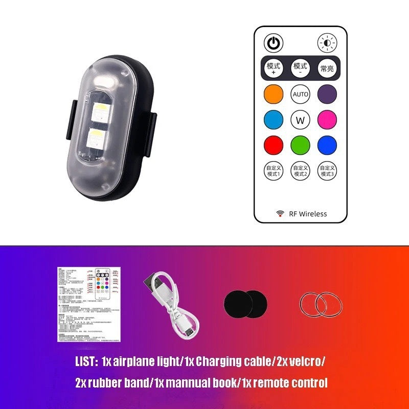 Luz de avión de control remoto inalámbrico, luz de advertencia intermitente colorida universal para automóvil y motocicleta, luz piloto de dron, carga