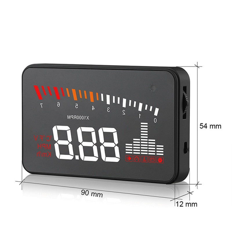 X5 Car HUD Head Up Display OBD II EOBD Sistema de advertencia de exceso de velocidad con coincidencia automática Proyector Parabrisas Voltaje del automóvil Alarma de velocidad