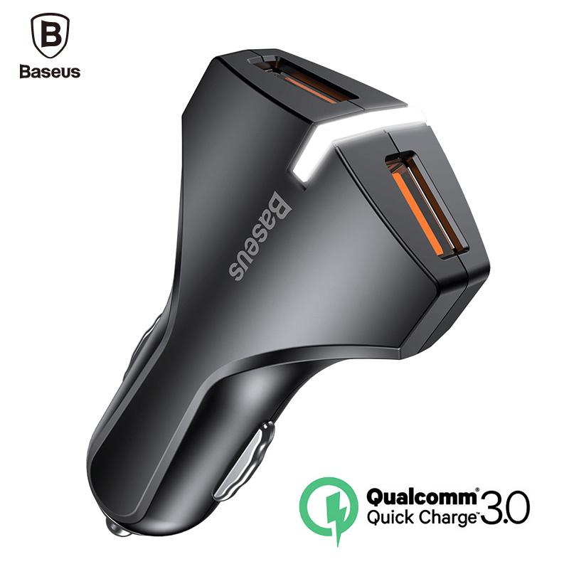 Baseus  Charge 3.0 Car Charger 5V3A Dual USB Port QC3.0 Quick Charger Mobile Phone Fast Charging Charger 2 USB Car-Charger