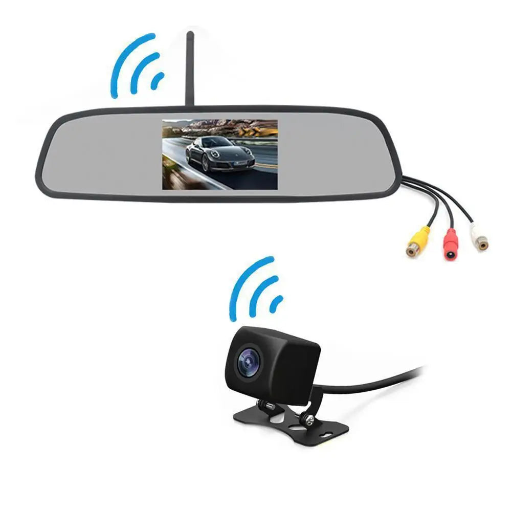 Cámara de espejo retrovisor DVR de 4,3 pulgadas + cámara de marcha atrás Cámara de marcha atrás inalámbrica para automóvil Grabadora de video para automóvil