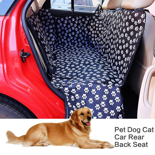 Funda para asiento trasero de coche para mascotas con estampado de huellas de tela Oxford, impermeable, para perros, hamaca y cojín protector