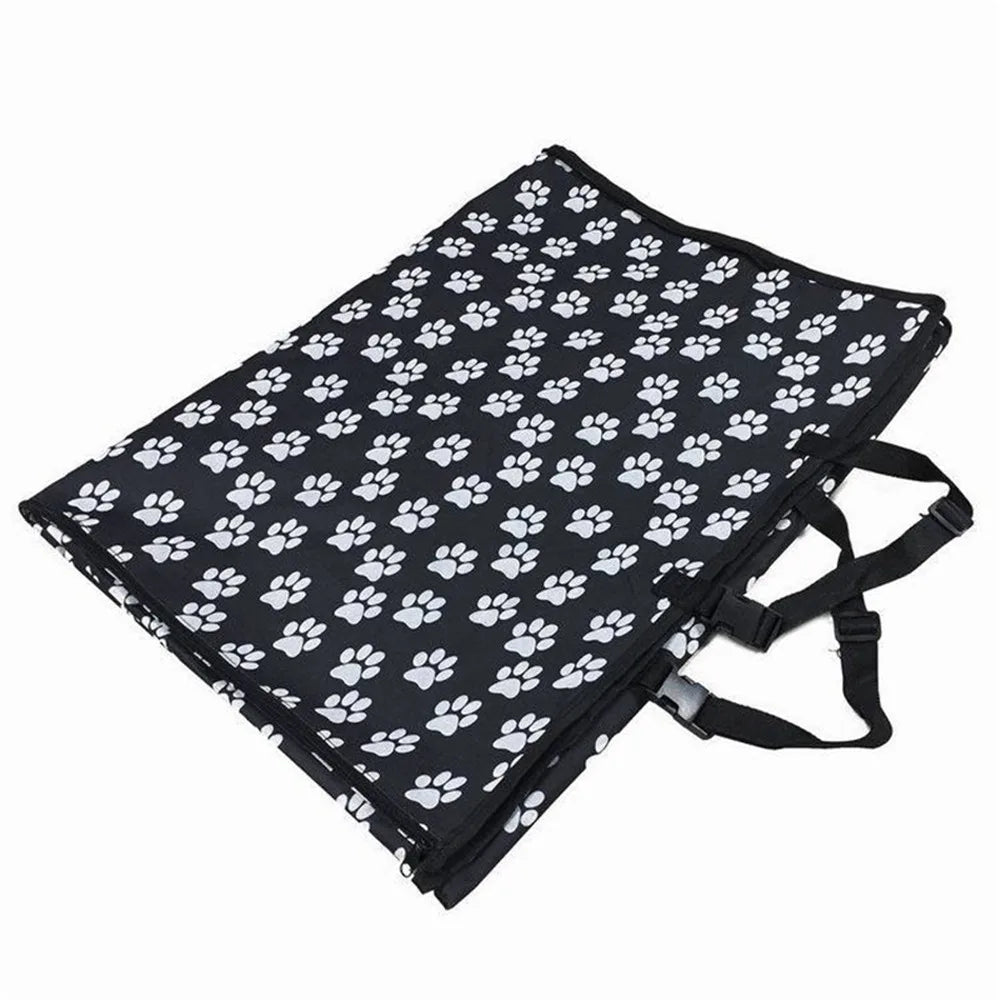 Funda para asiento trasero de coche para mascotas con estampado de huellas de tela Oxford, impermeable, para perros, hamaca y cojín protector